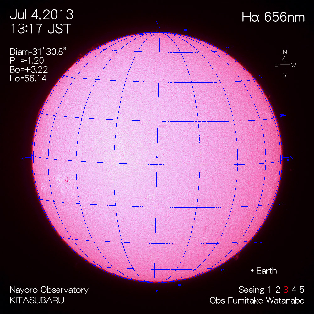 2013年7月4日Hα波長の太陽