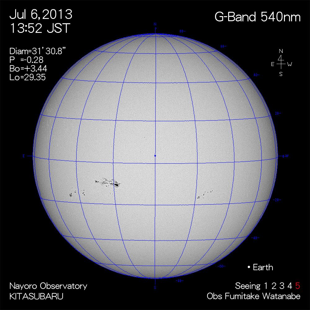 2013年7月6日540nm波長の太陽