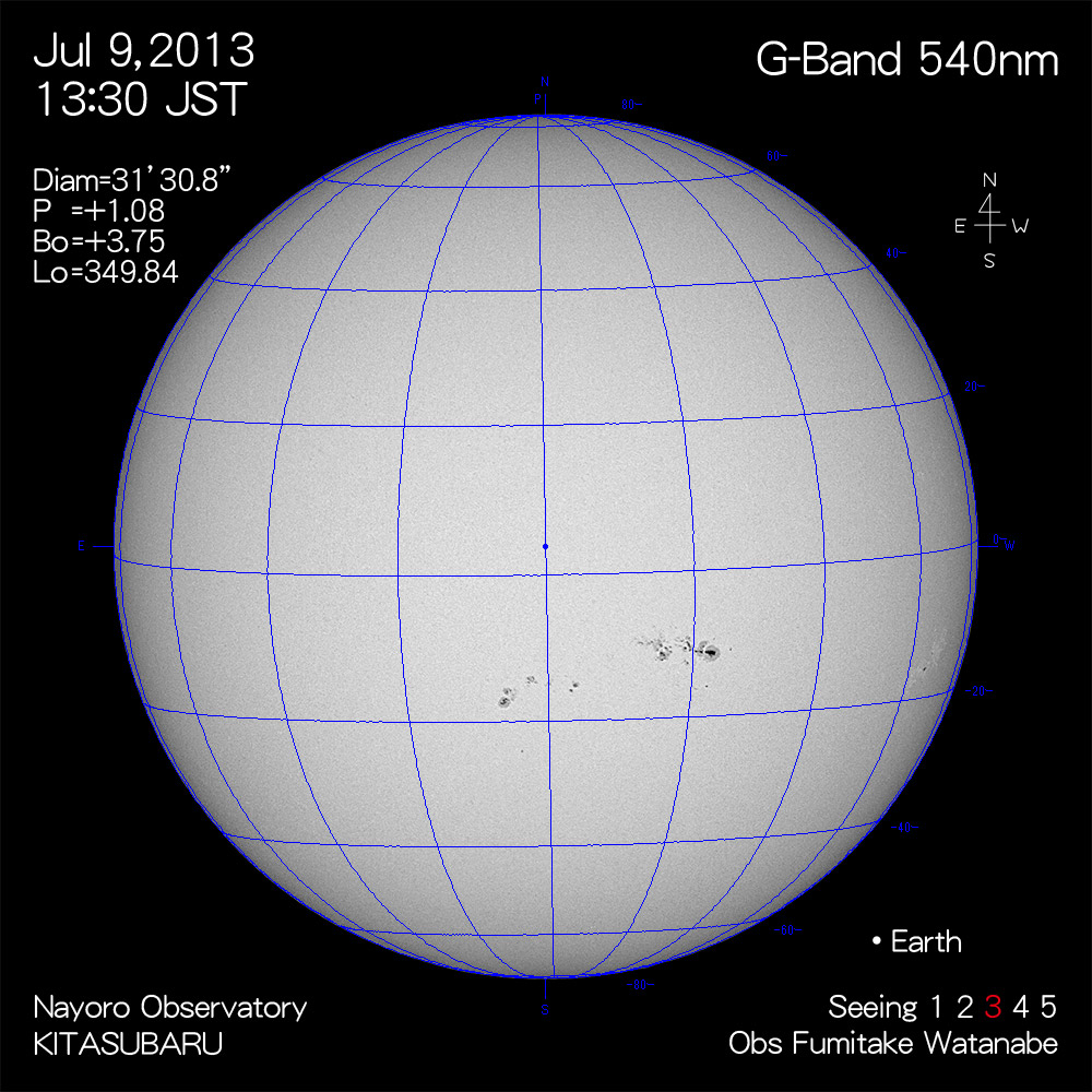 2013年7月9日540nm波長の太陽
