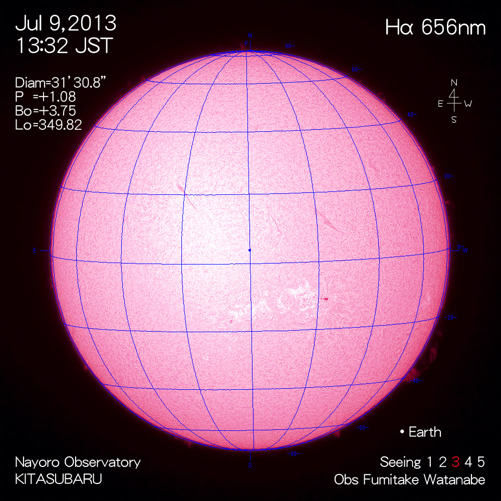 2013年7月9日Hα波長の太陽