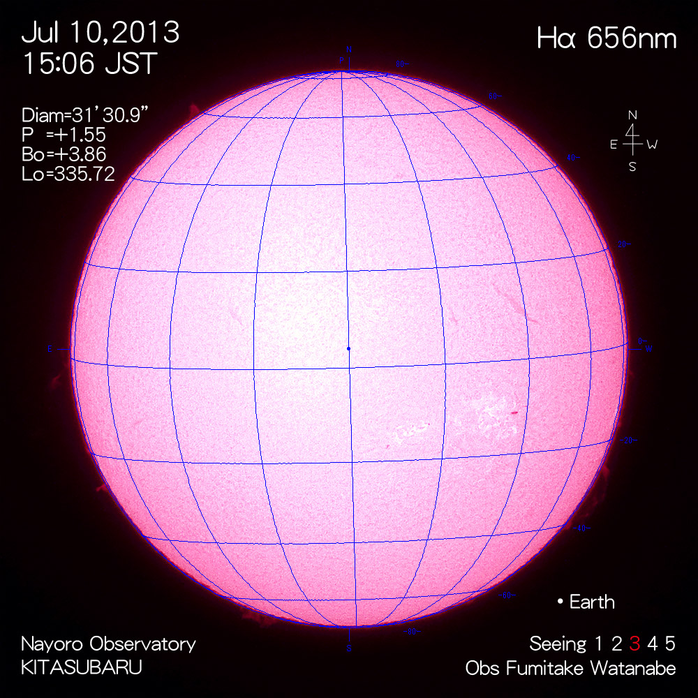 2013年7月10日Hα波長の太陽
