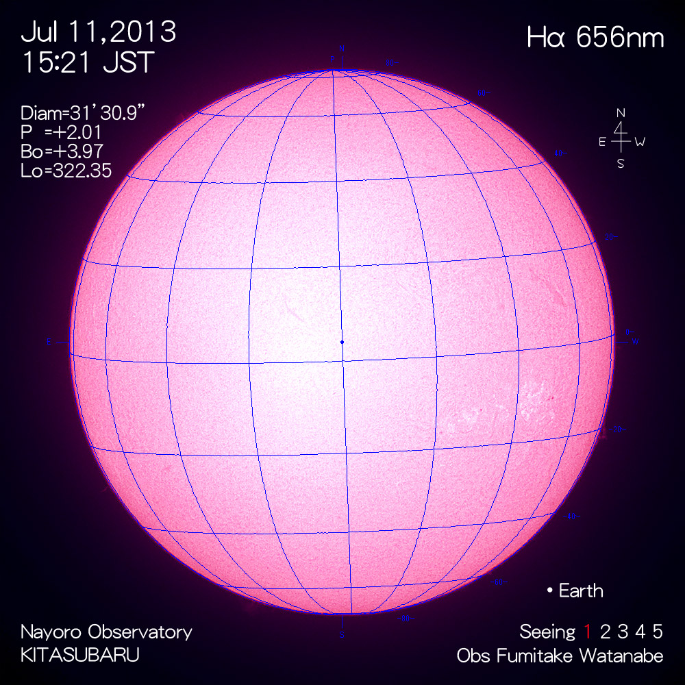 2013年7月11日Hα波長の太陽