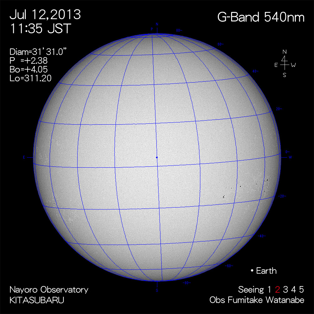 2013年7月12日540nm波長の太陽