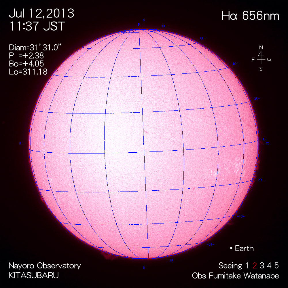 2013年7月12日Hα波長の太陽
