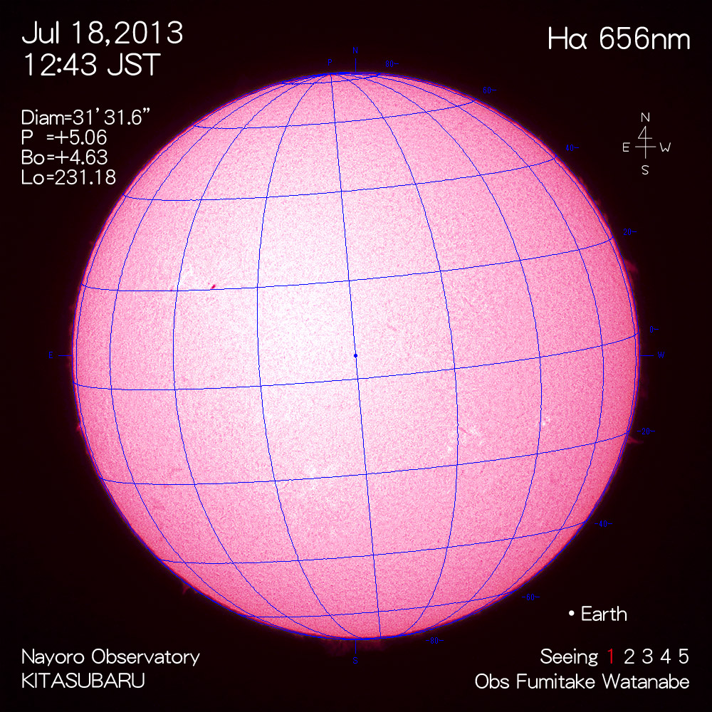 2013年7月18日Hα波長の太陽