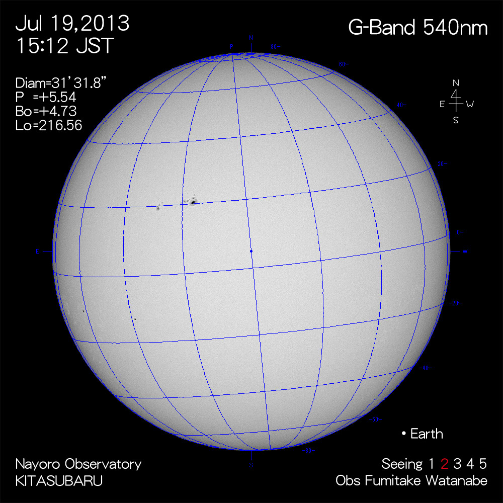 2013年7月19日540nm波長の太陽