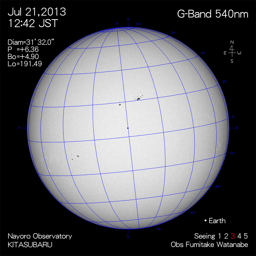 2013年7月21日540nm波長の太陽
