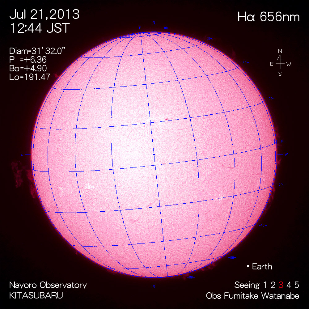 2013年7月21日Hα波長の太陽