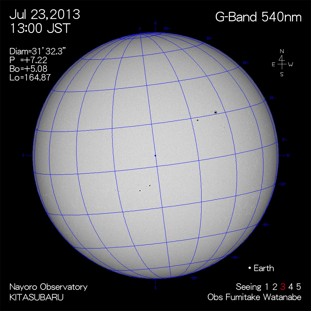 2013年7月23日540nm波長の太陽