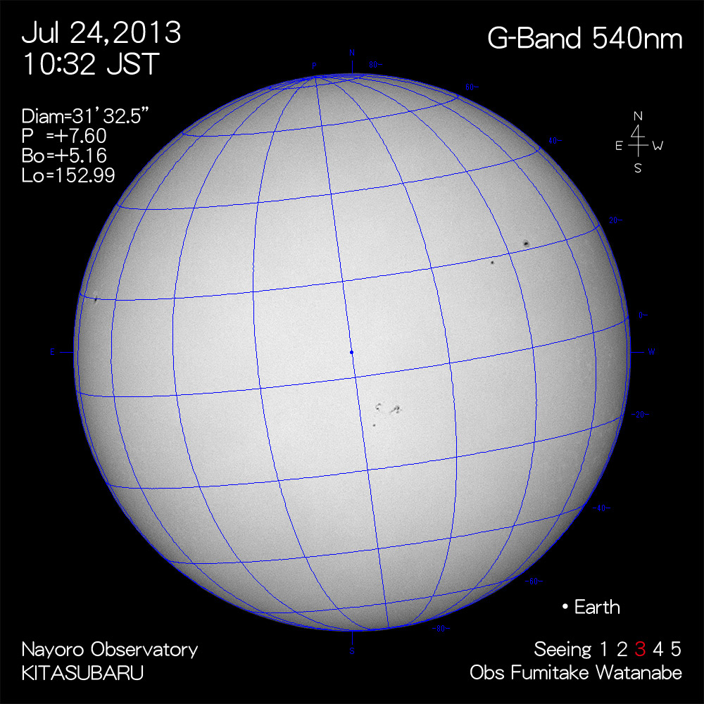 2013年7月24日540nm波長の太陽