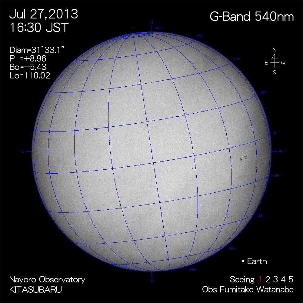 2013年7月27日540nm波長の太陽