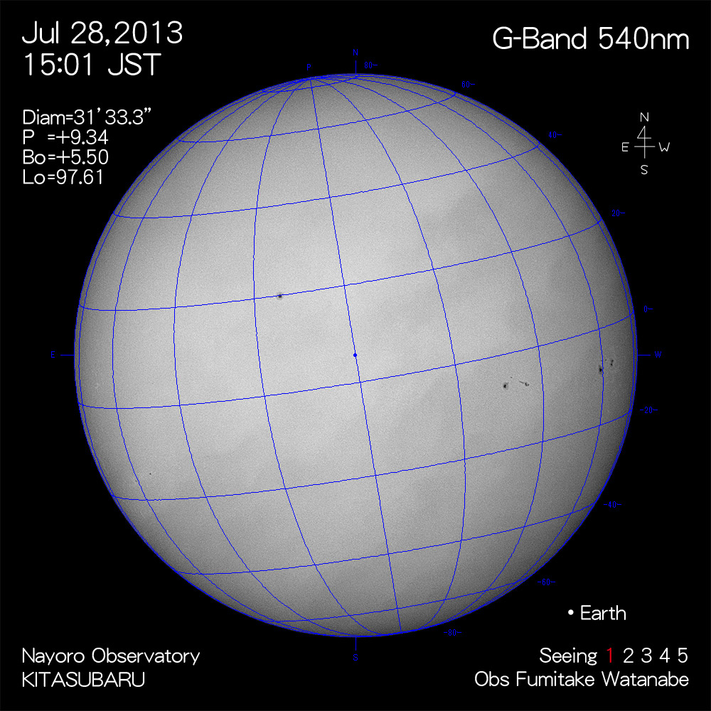 2013年7月28日540nm波長の太陽