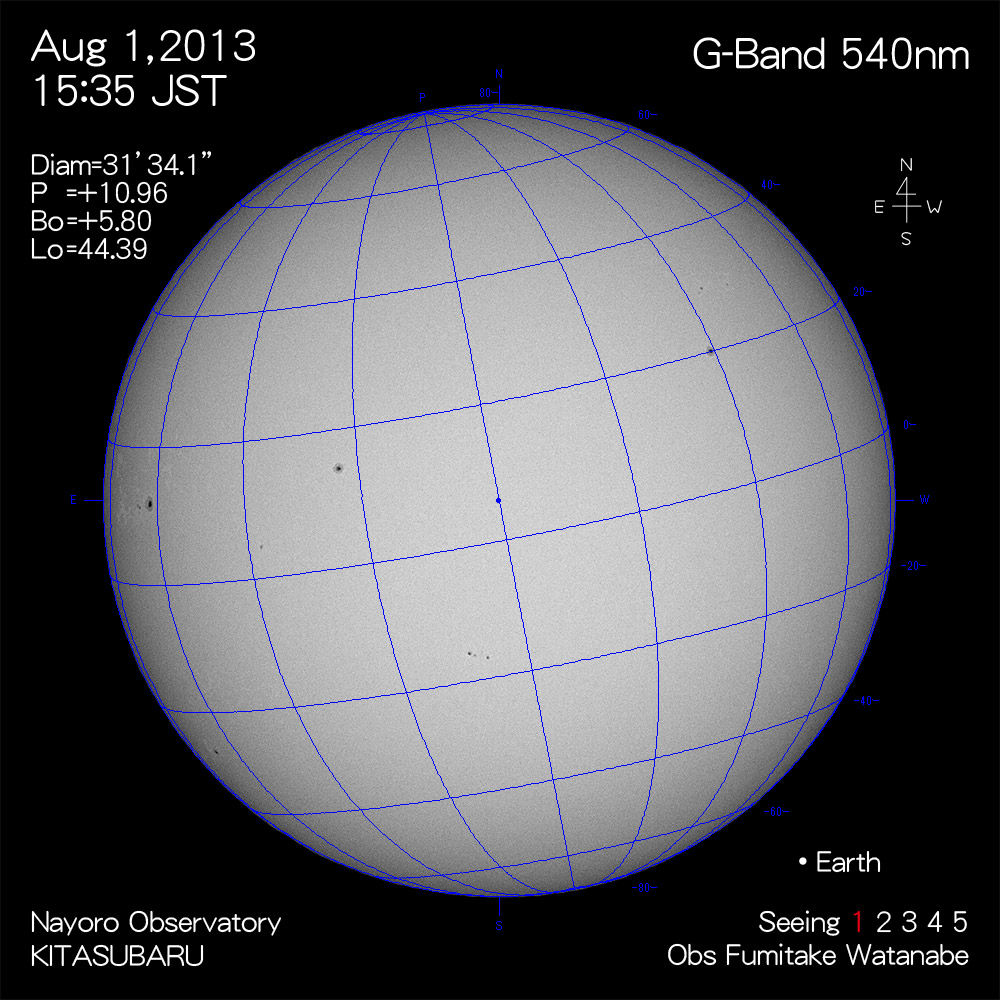 2013年8月1日540nm波長の太陽
