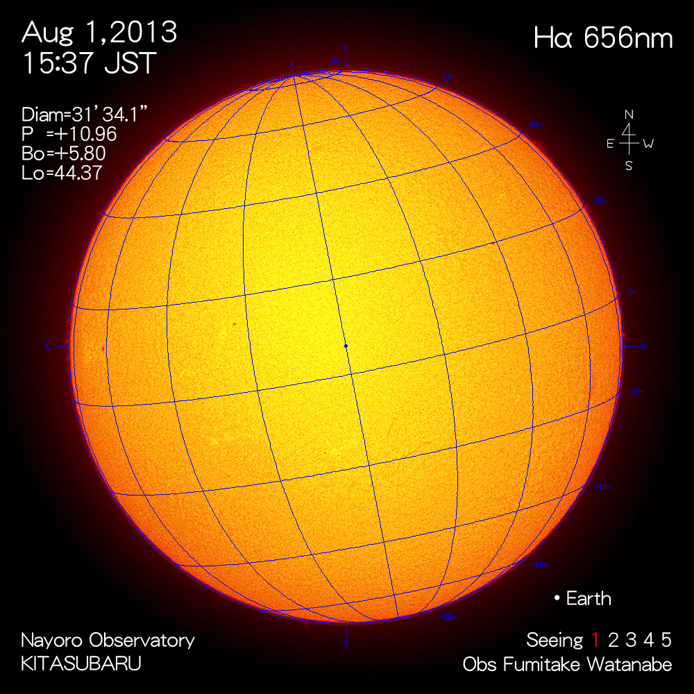 2013年8月1日Hα波長の太陽