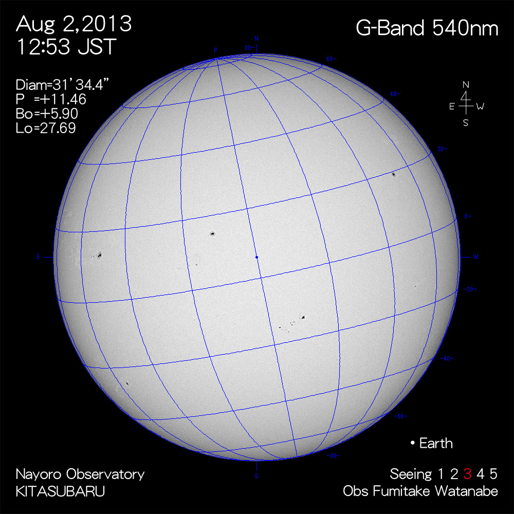 2013年8月2日540nm波長の太陽