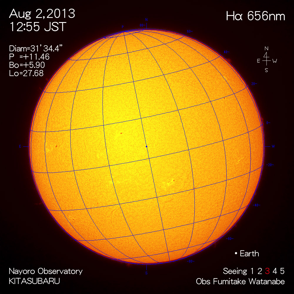 2013年8月2日Hα波長の太陽