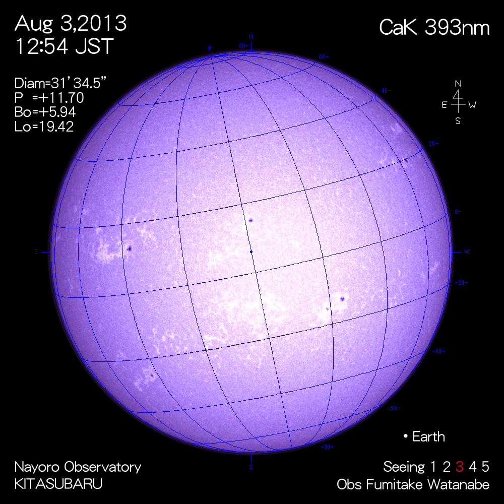 2013年8月3日CaK波長の太陽