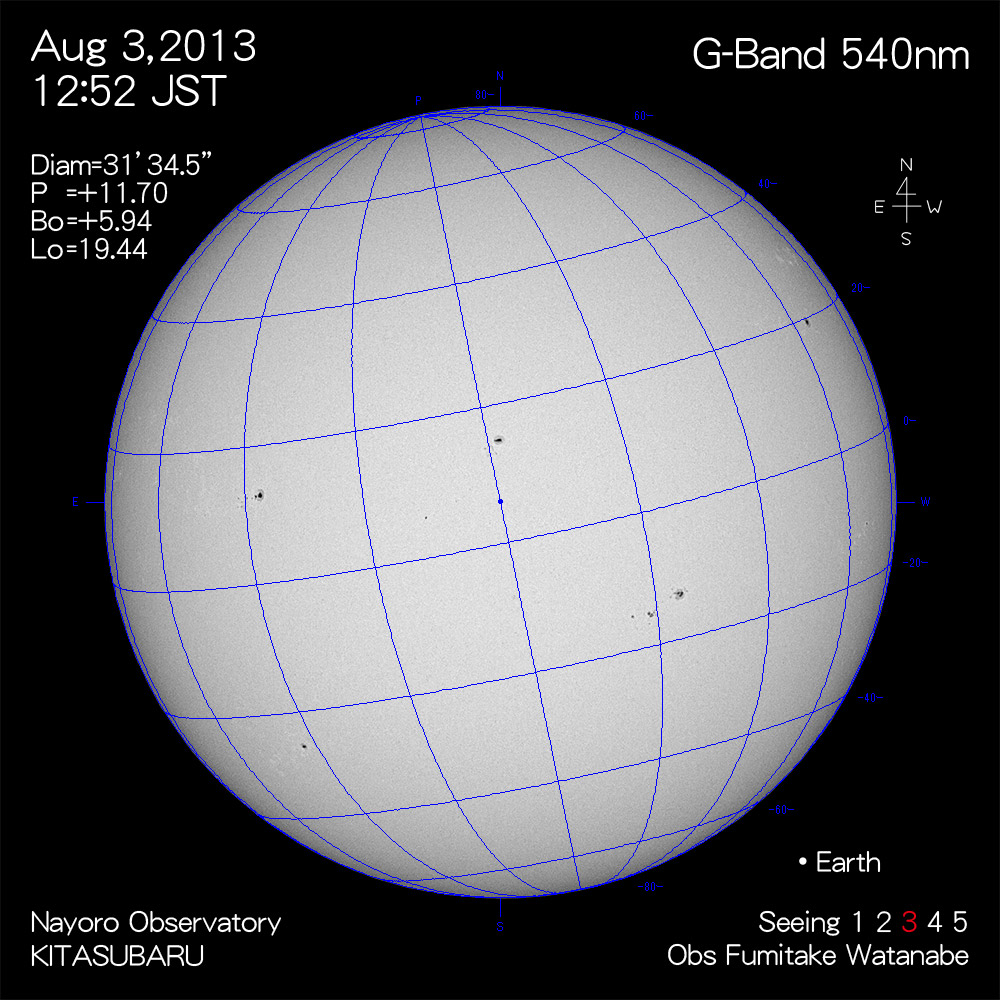 2013年8月3日540nm波長の太陽