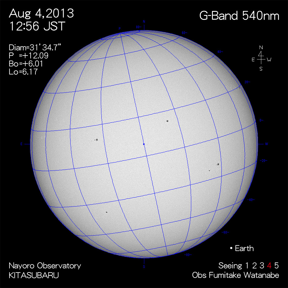 2013年8月4日540nm波長の太陽