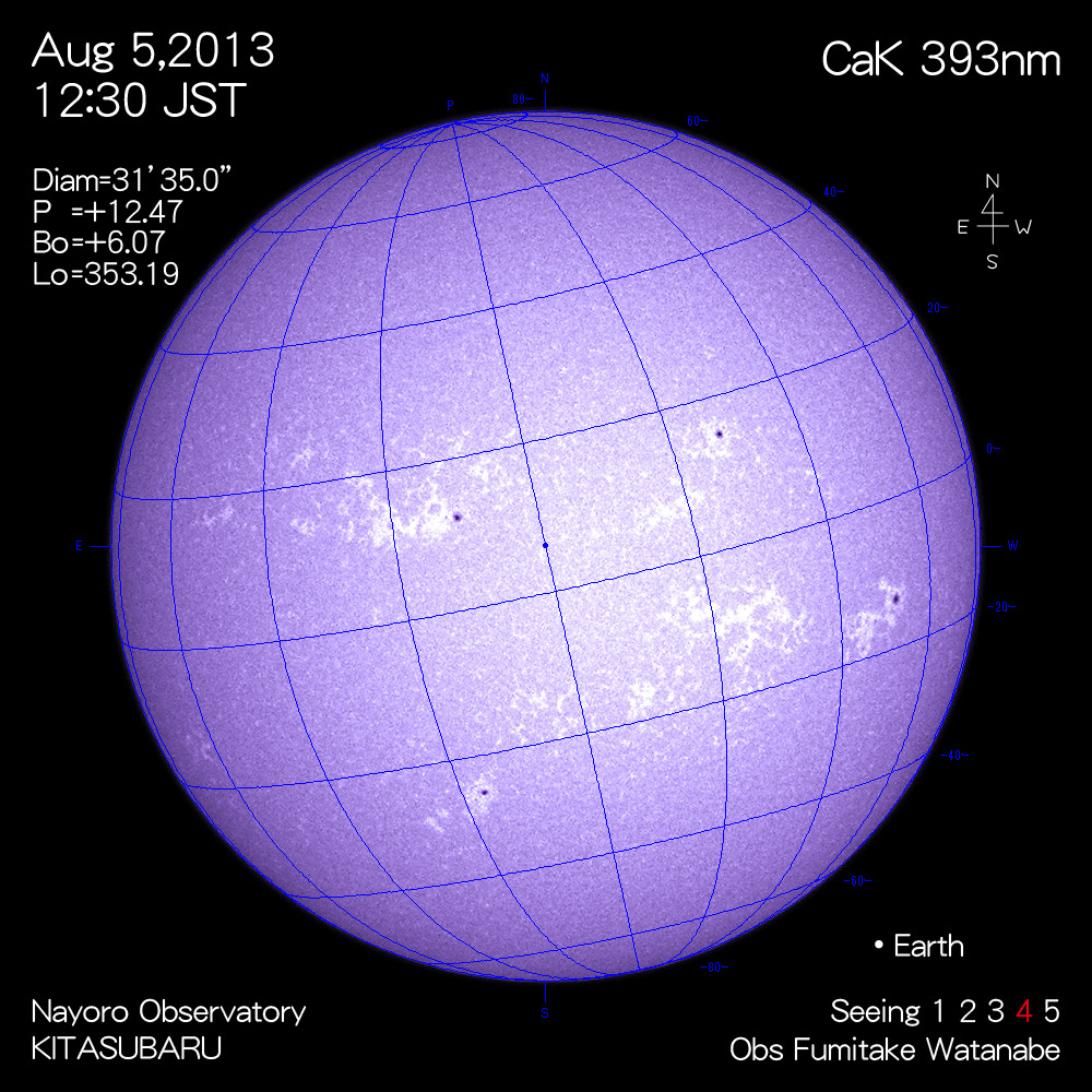 2013年8月5日CaK波長の太陽