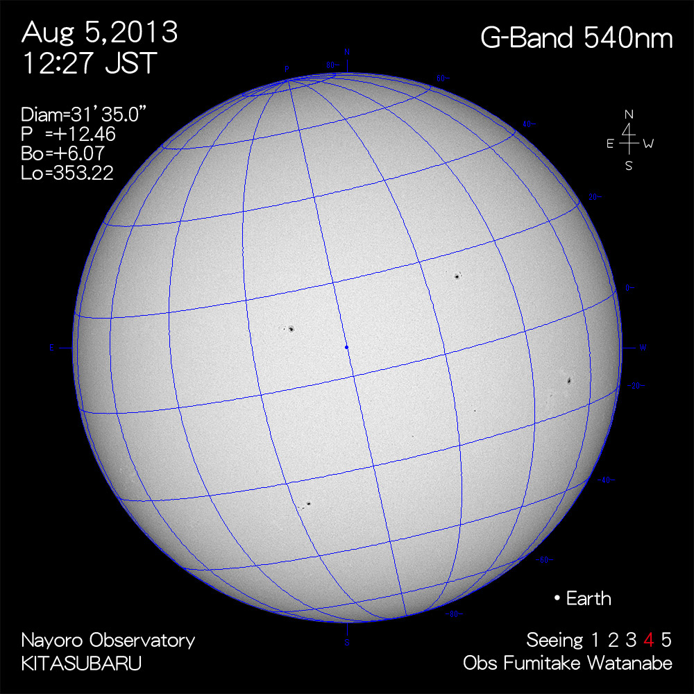 2013年8月5日540nm波長の太陽