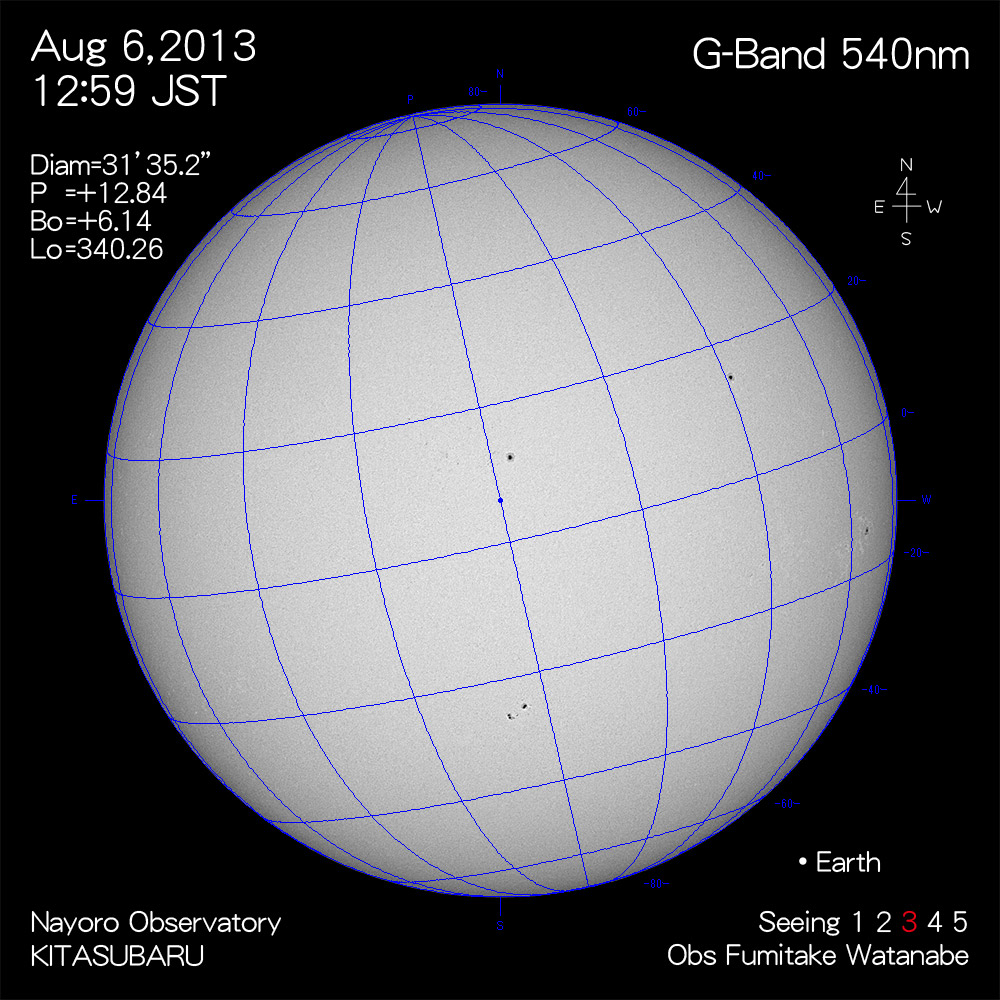 2013年8月6日540nm波長の太陽
