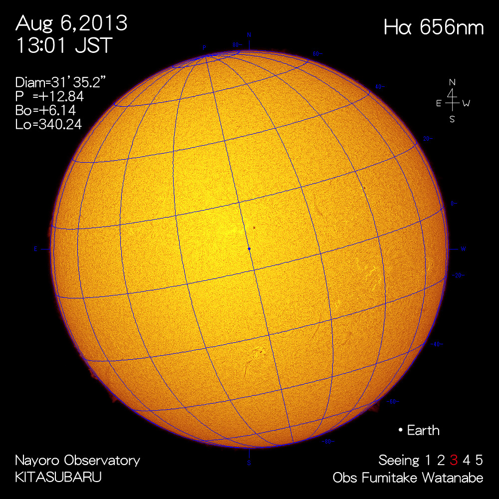 2013年8月6日Hα波長の太陽