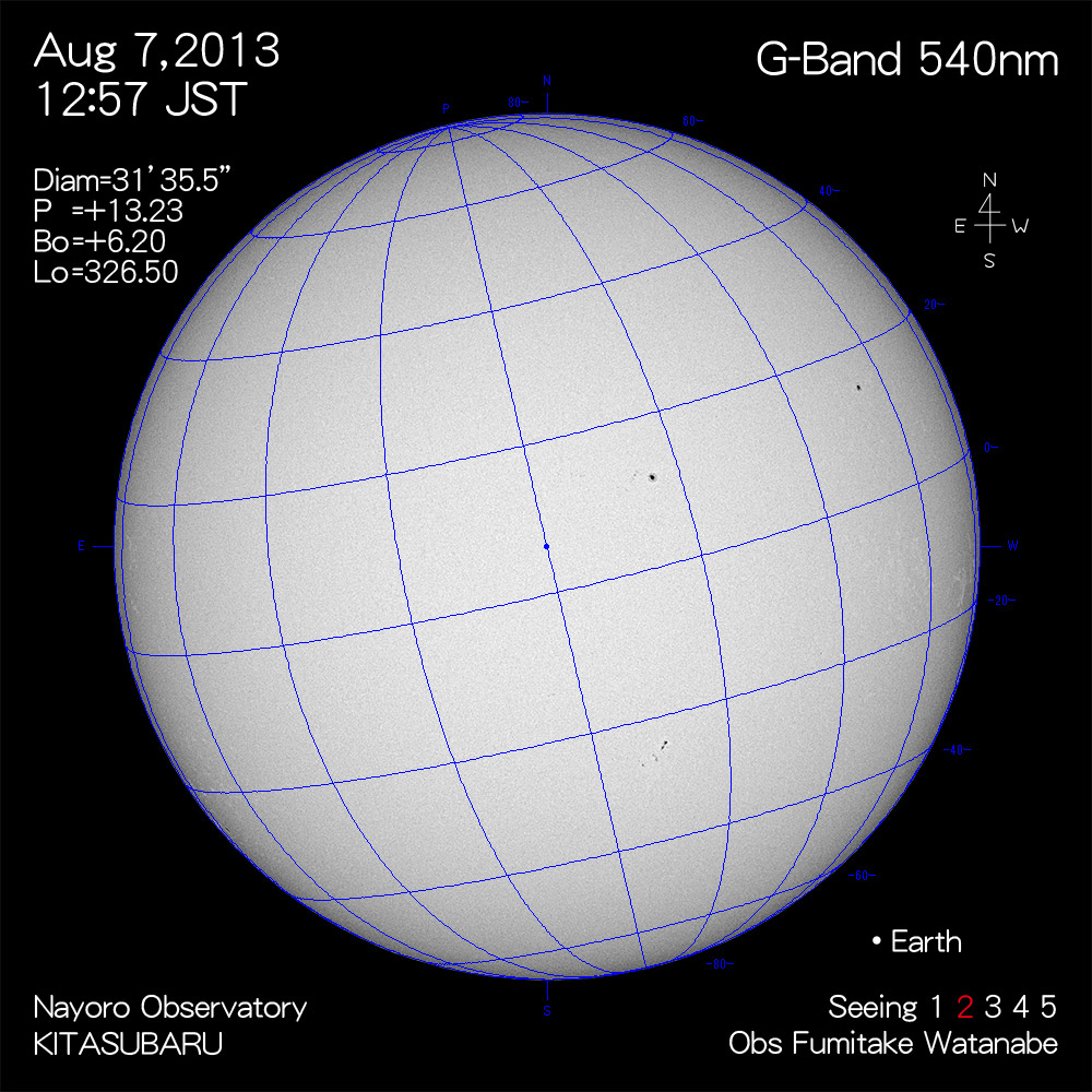 2013年8月7日540nm波長の太陽