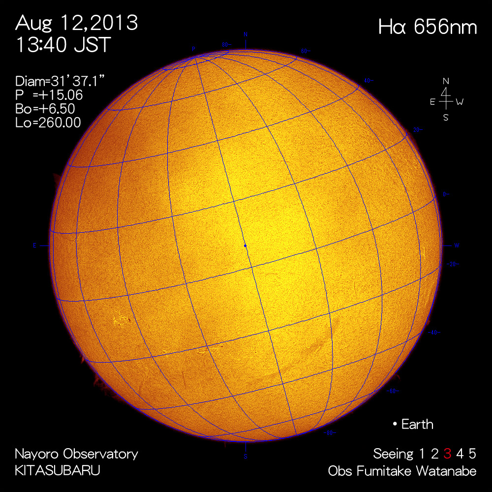 2013年8月12日Hα波長の太陽