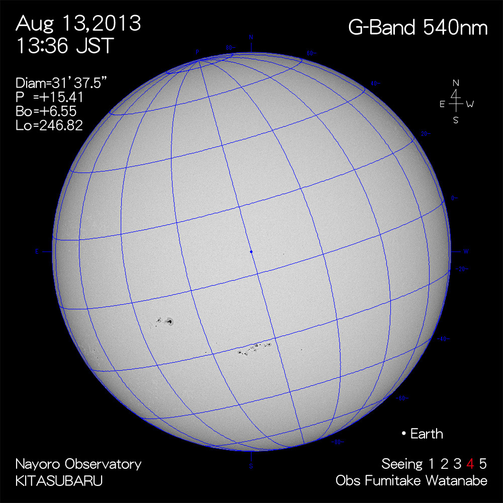 2013年8月13日540nm波長の太陽