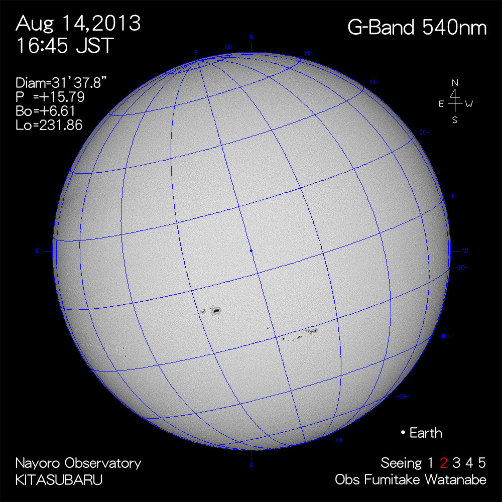 2013年8月14日540nm波長の太陽