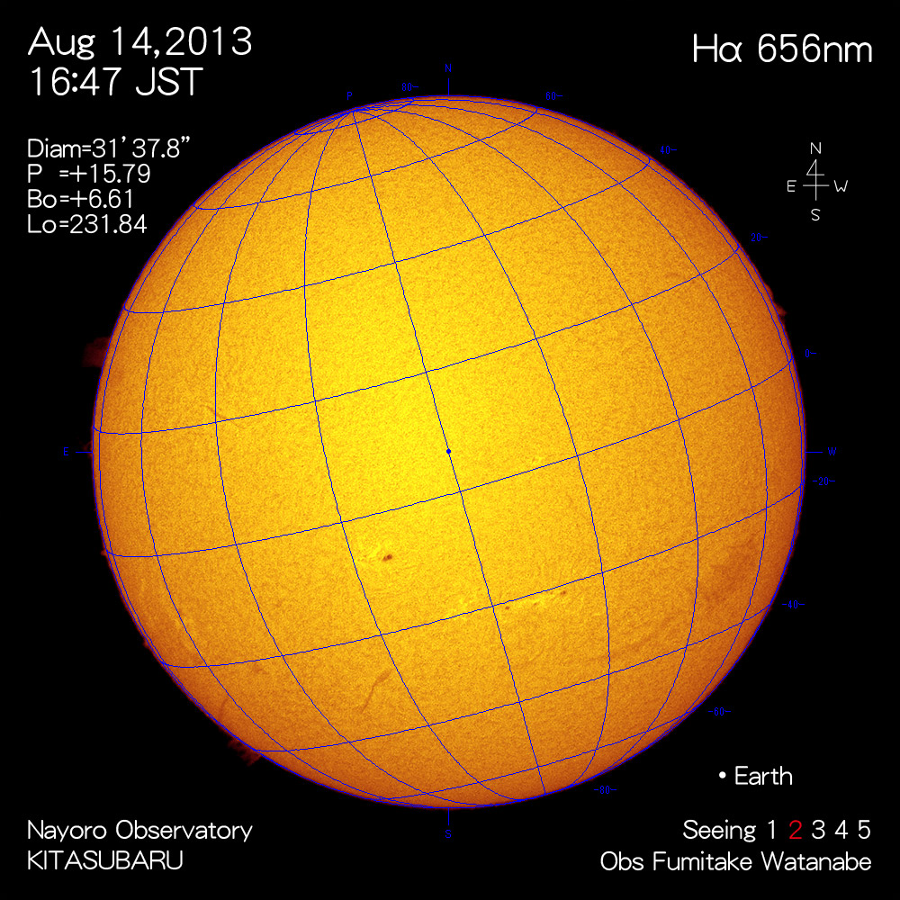 2013年8月14日Hα波長の太陽
