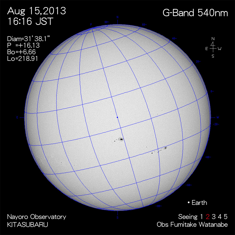2013年8月15日540nm波長の太陽