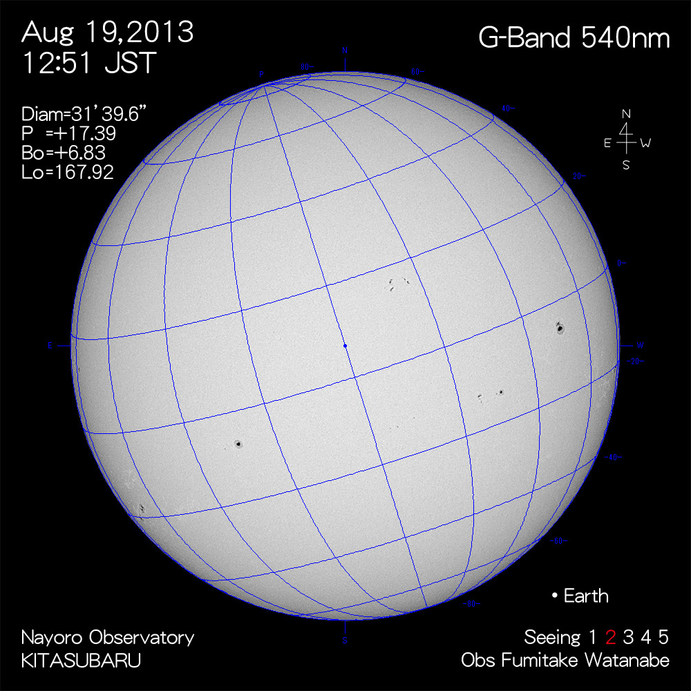 2013年8月19日540nm波長の太陽