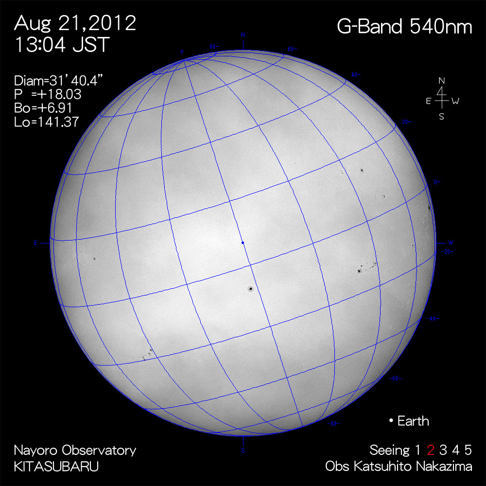 2013年8月21日540nm波長の太陽