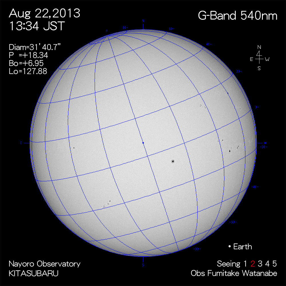 2013年8月22日540nm波長の太陽