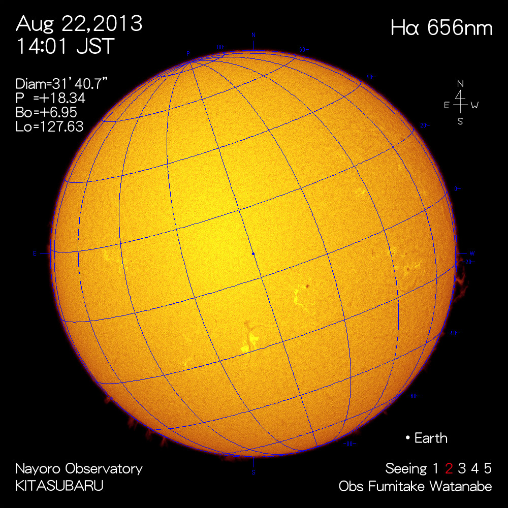 2013年8月22日Hα波長の太陽