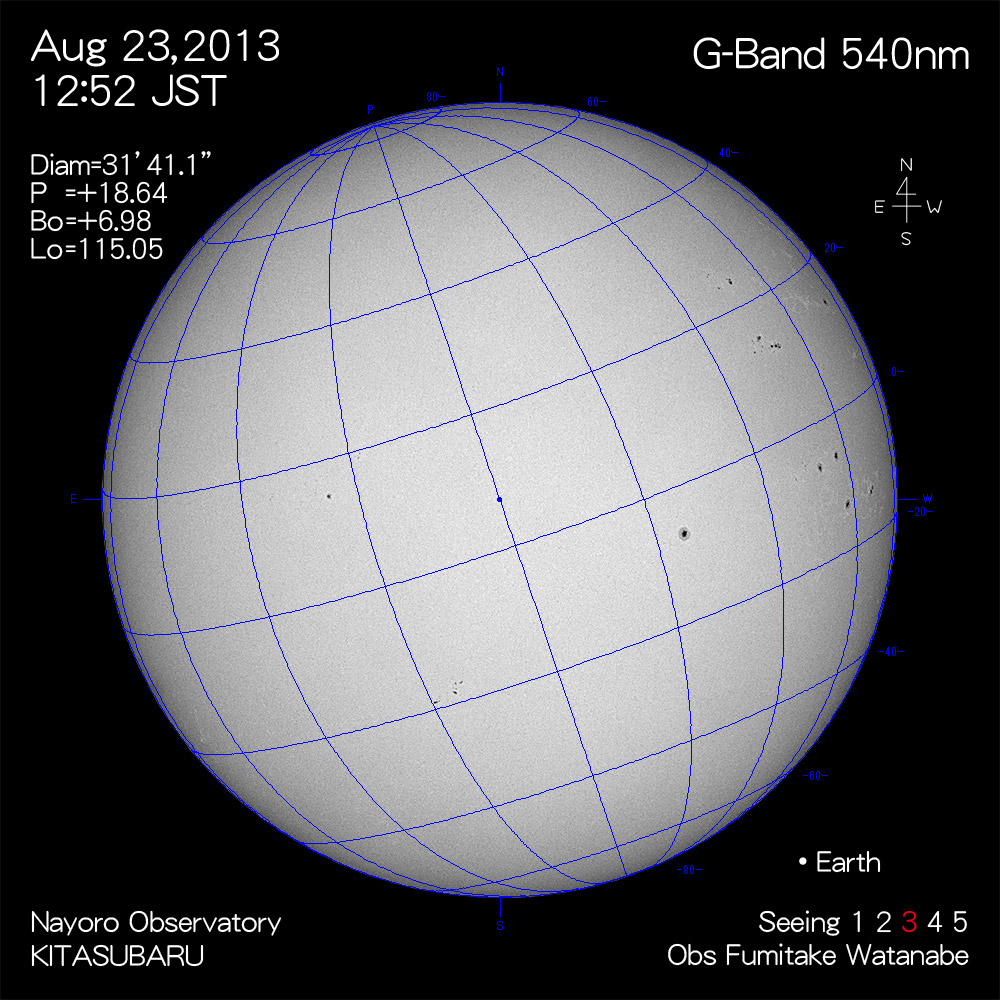 2013年8月23日540nm波長の太陽