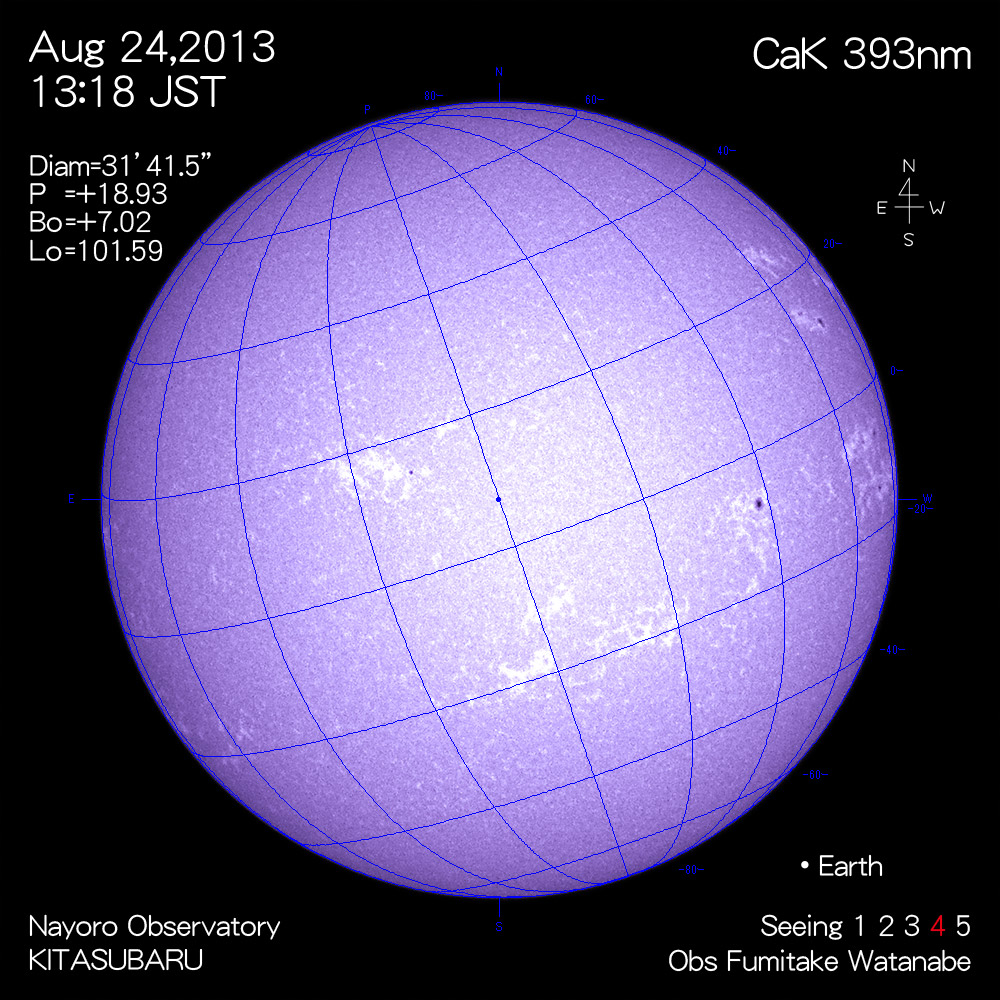 2013年8月24日CaK波長の太陽