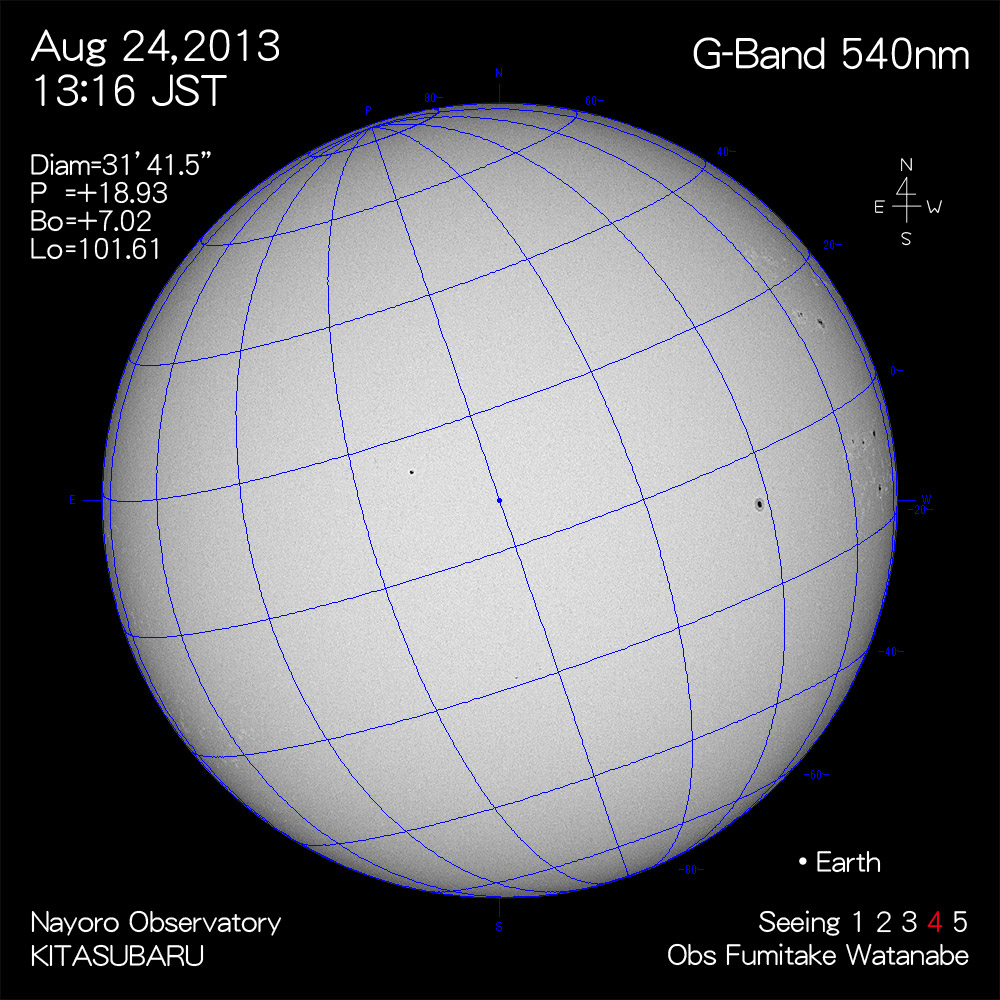 2013年8月24日540nm波長の太陽