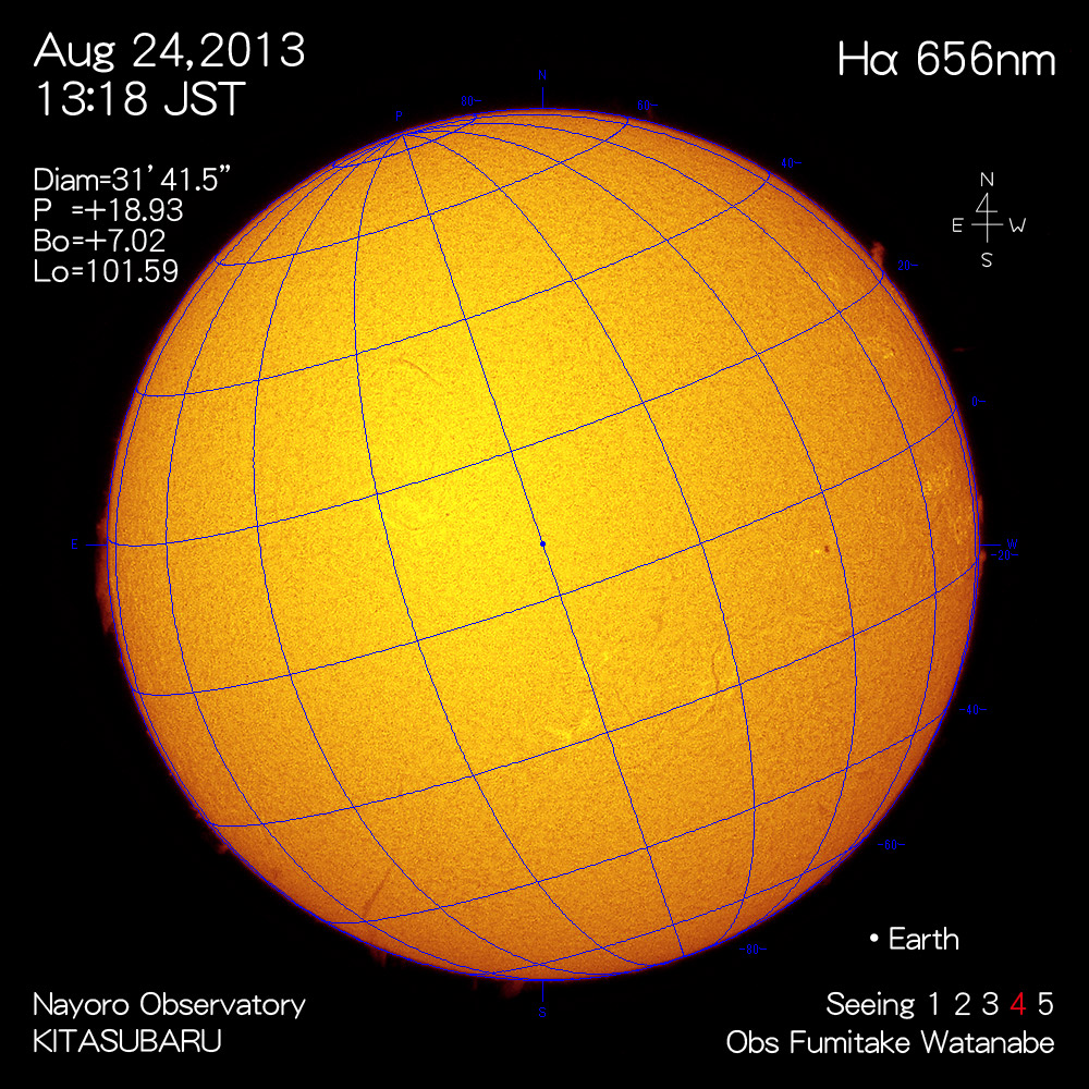 2013年8月24日Hα波長の太陽