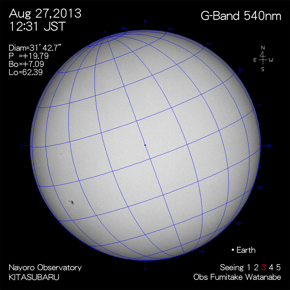 2013年8月27日540nm波長の太陽