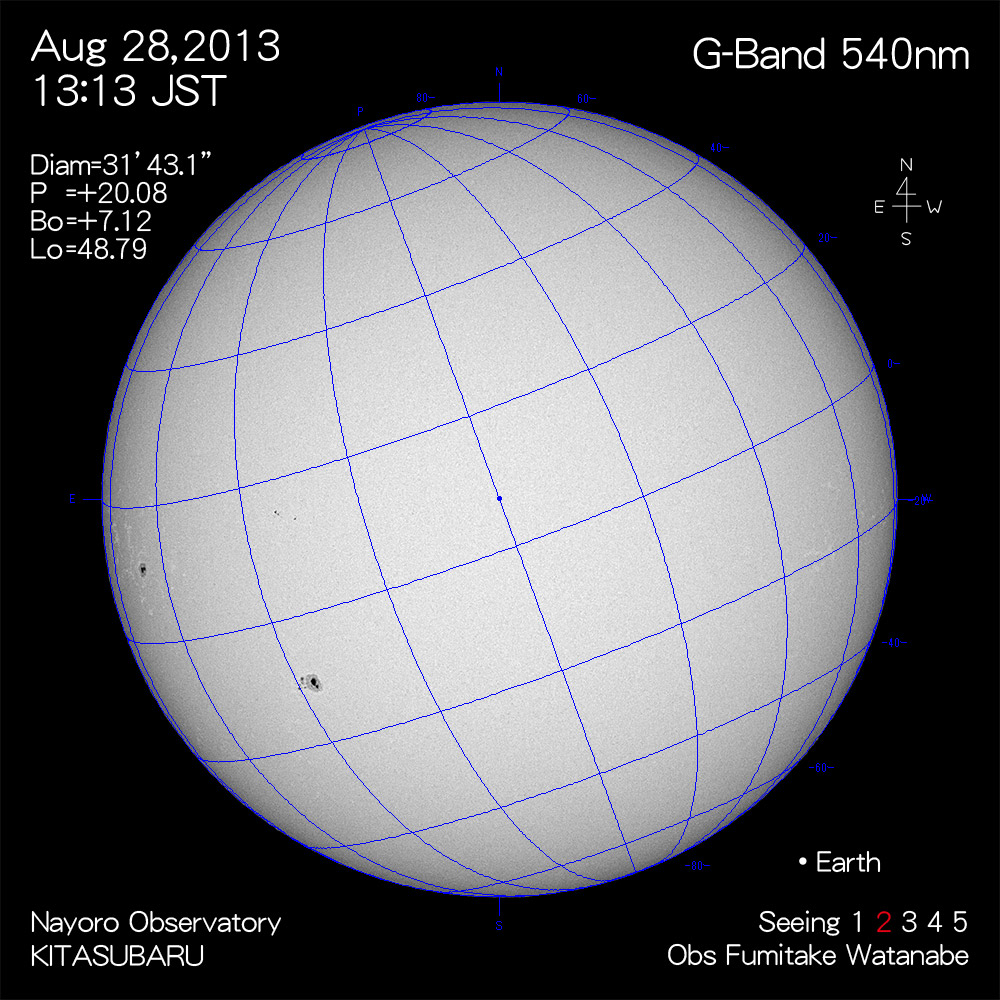 2013年8月28日540nm波長の太陽