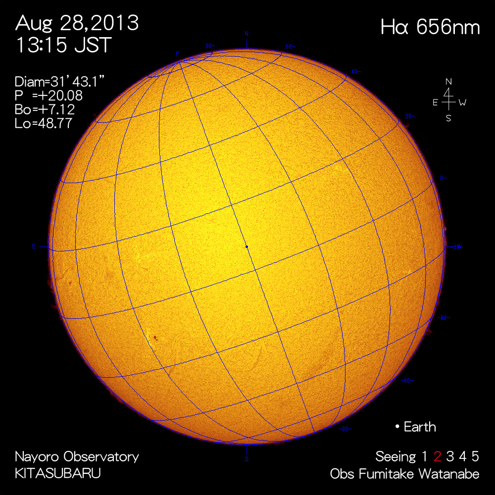 2013年8月28日Hα波長の太陽
