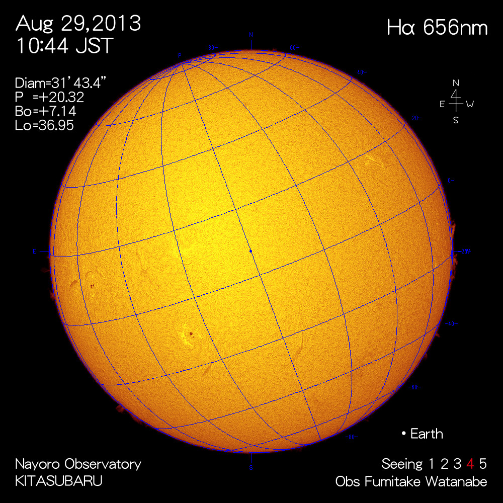 2013年8月29日Hα波長の太陽
