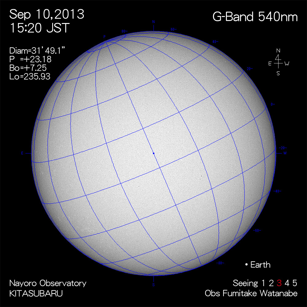 2013年9月10日540nm波長の太陽