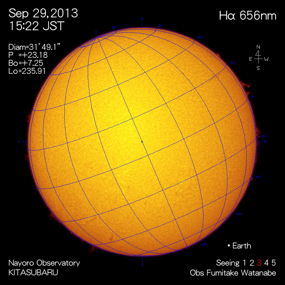 2013年9月10日Hα波長の太陽