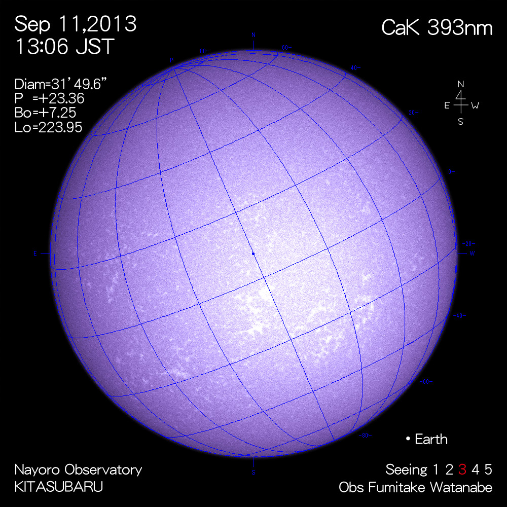2013年9月11日CaK波長の太陽