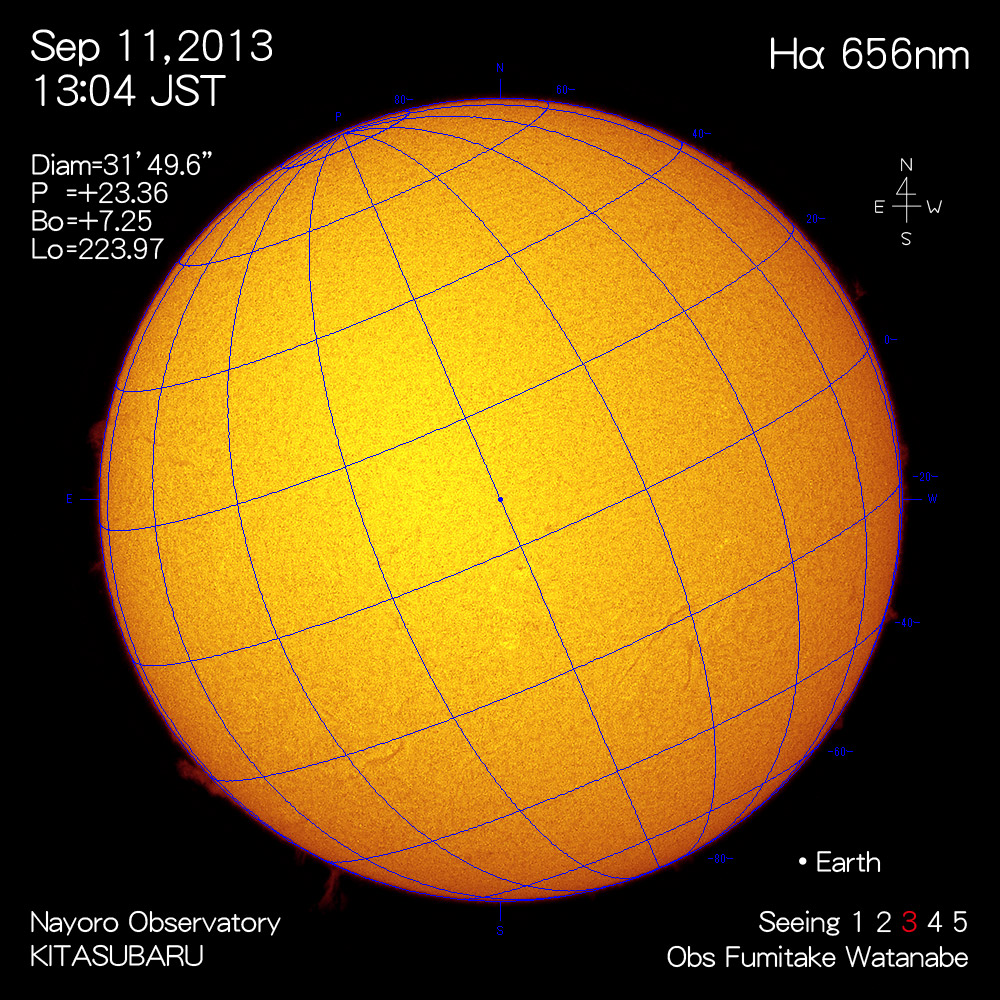 2013年9月11日Hα波長の太陽
