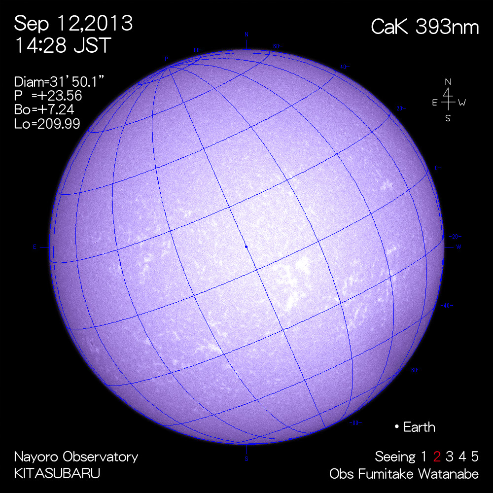 2013年9月12日CaK波長の太陽